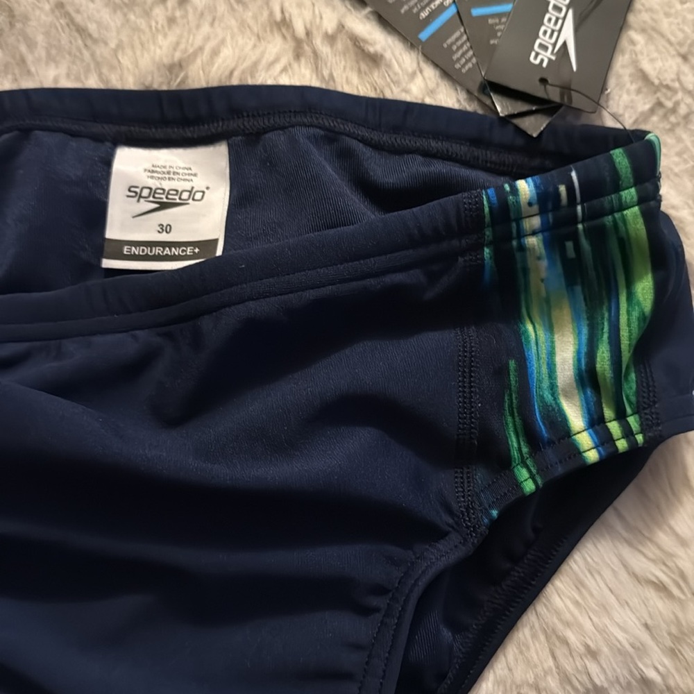 SPEEDO MEN NAVY SWIMWEAR Swim Briefs Vibrant TRAIN III TECH BIKINI ENDURANCE 30 - Picture 4 of 6